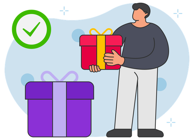 Man checking gift box  Illustration