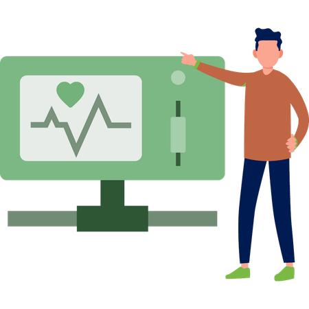 Man checking heart beat on monitor  Illustration