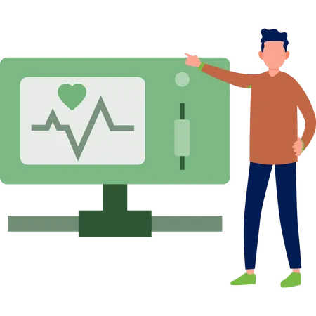 Man checking heart beat on monitor  Illustration