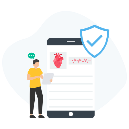 Man checking heart beat using Heart App  Illustration