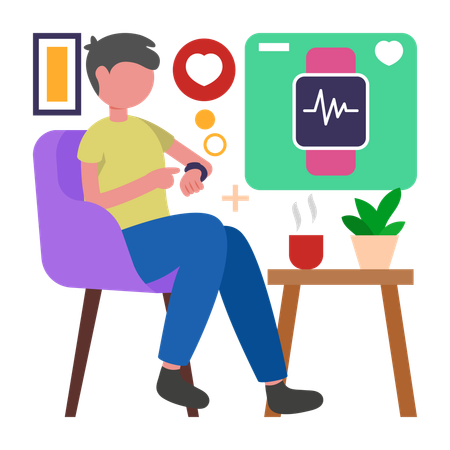 Man Checking Heart Rate  Illustration