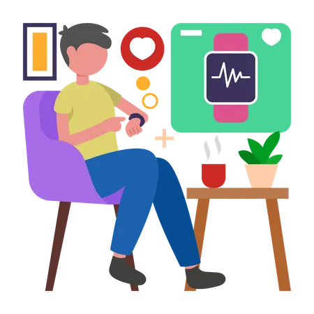 Man Checking Heart Rate  Illustration