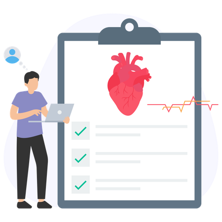 Man checking heart report  Illustration