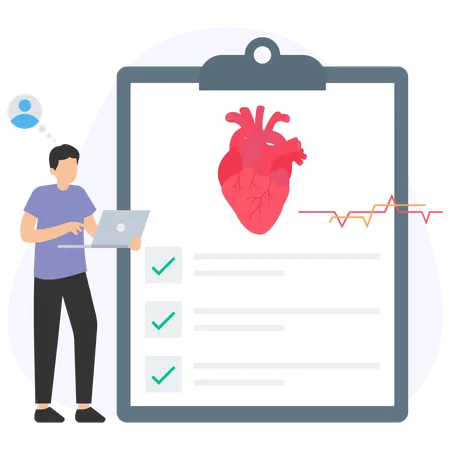 Man checking heart report  Illustration