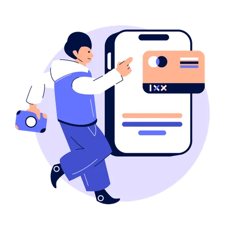 Man checking his Account Card  Illustration