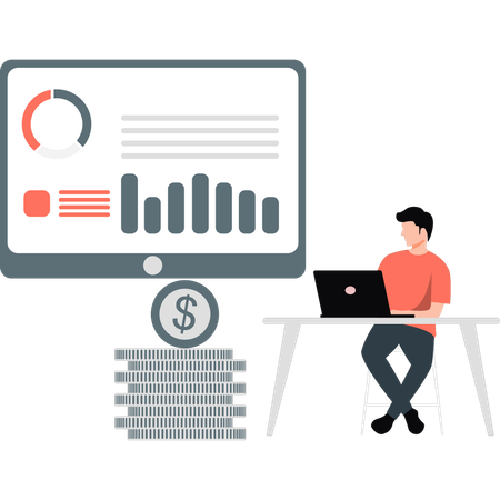 Man checking his income report  Illustration