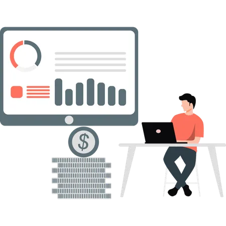 Man checking his income report  Illustration