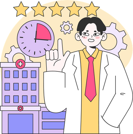Man checking hospital review  イラスト