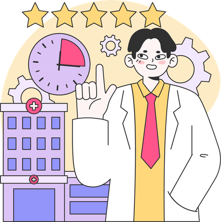 Man checking hospital review  Illustration