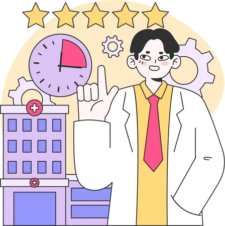 Man checking hospital review  Illustration