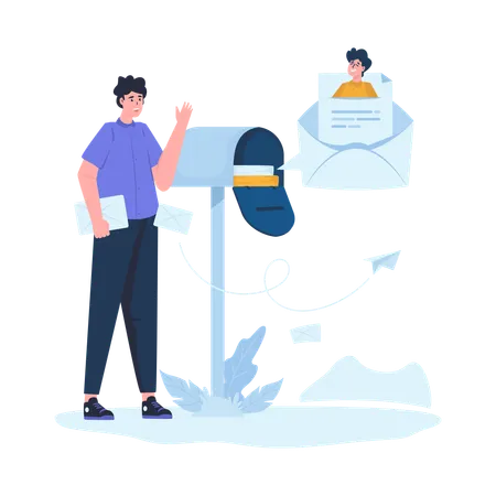 Man checking inbox  Illustration