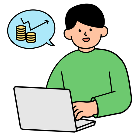 Man Checking Increased Savings from Energy Conservation  Illustration