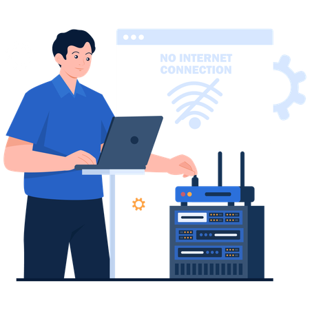 Man checking internet connection  Illustration