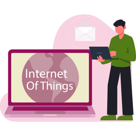 Man checking internet of things on laptop  Illustration