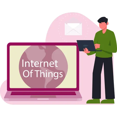 Man checking internet of things on laptop  Illustration