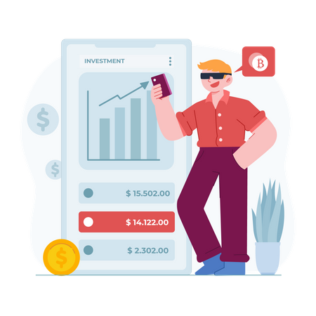 Man checking investment graph  Illustration