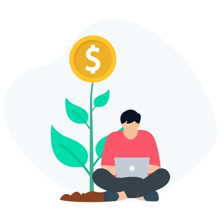 Man Checking Investment Growth  Illustration