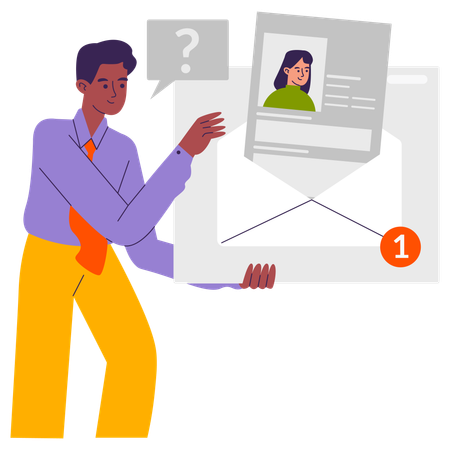 Man checking job application  Illustration