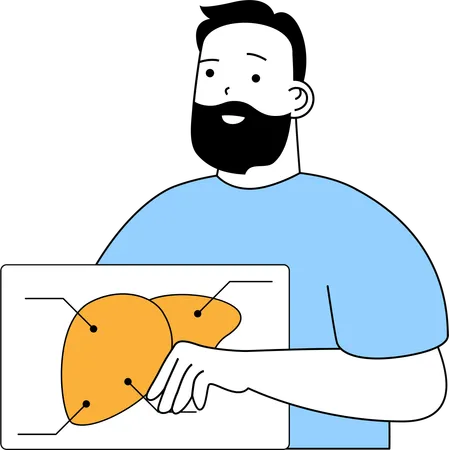 Man checking liver  Illustration