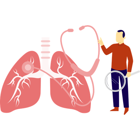 Man checking lungs by using stethoscope  Illustration