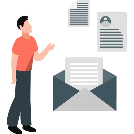 Man checking mails  Illustration