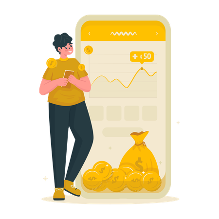 Man checking market stock for online financial investment  Illustration