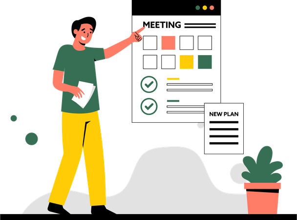 Man Checking Meeting Plan  Illustration