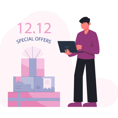 Man checking new year special offers  Illustration