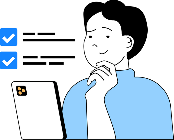Man checking online checklist  Illustration