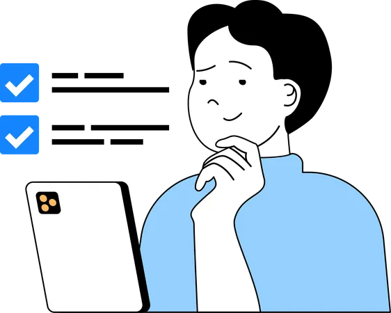 Man checking online checklist  Illustration