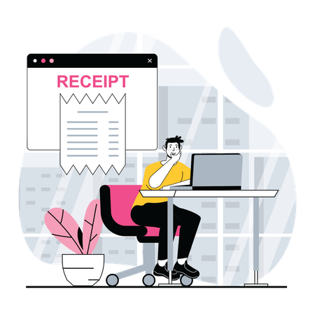 Man checking online invoice receipt  Illustration