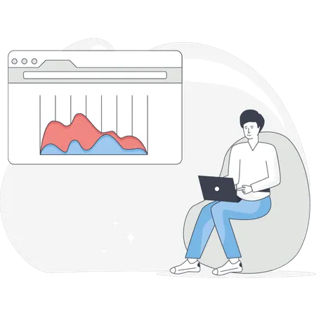 Man Checking Online Trading Platform  Illustration