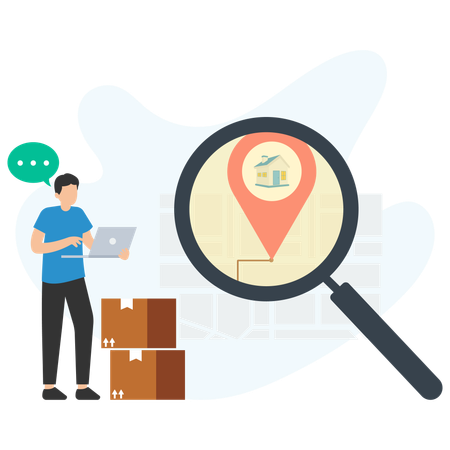 Man Checking Parcel Location  Illustration