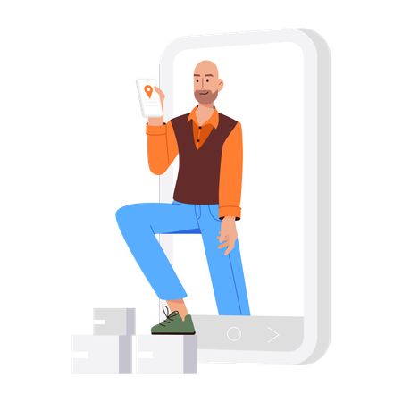 Man checking parcel Tracking  Illustration