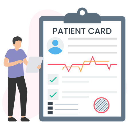 Man checking patient medical report  Illustration