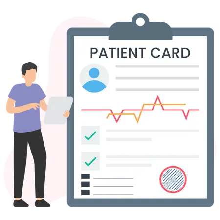 Man checking patient medical report  Illustration