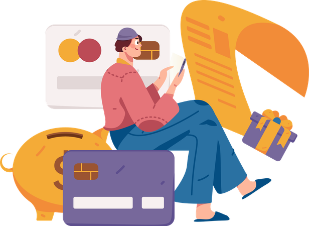 Man checking payment invoice  Illustration