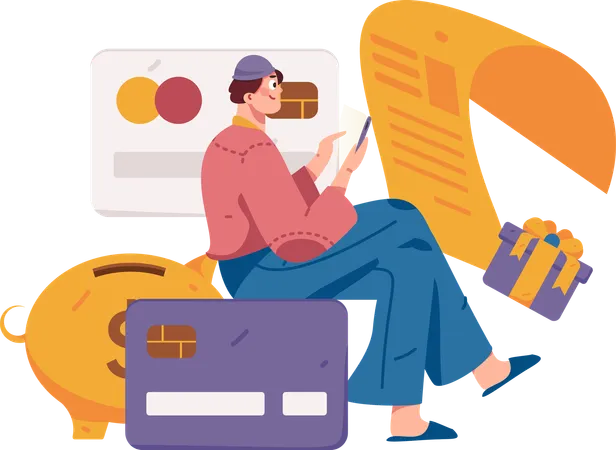 Man checking payment invoice  Illustration