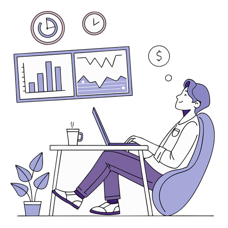 Man checking personal finance dashboard  Illustration