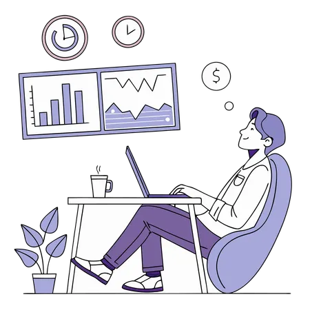 Man checking personal finance dashboard  Illustration