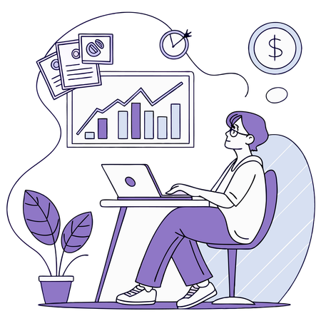 Man checking personal finance dashboard  Illustration