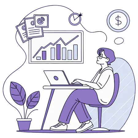 Man checking personal finance dashboard  Illustration