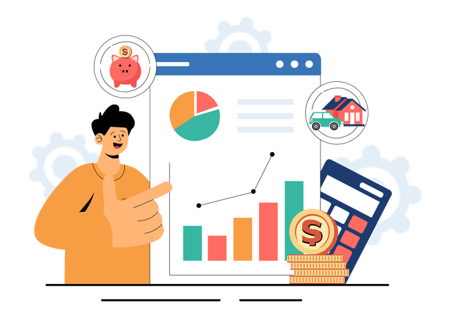 Man Checking Personal Finance Management  Illustration