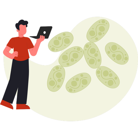 Man checking plant cell  Illustration