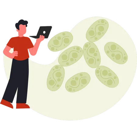 Man checking plant cell  Illustration