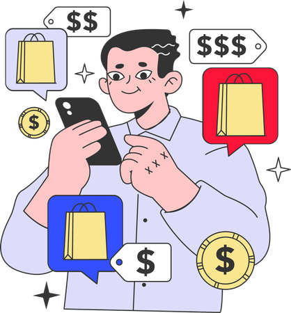 Man checking product price  Illustration