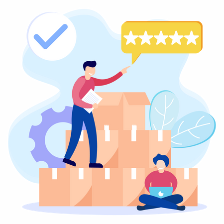 Man checking product review  Illustration