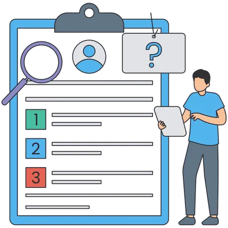 Man checking Profile Review  Illustration