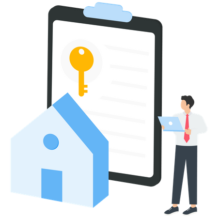 Man checking Property Document  Illustration