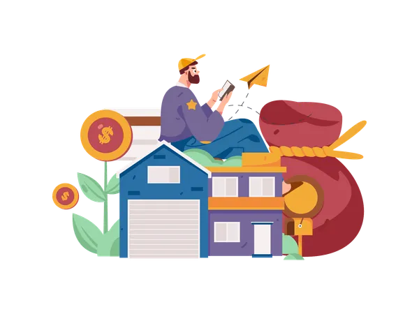 Man checking property rate  Illustration